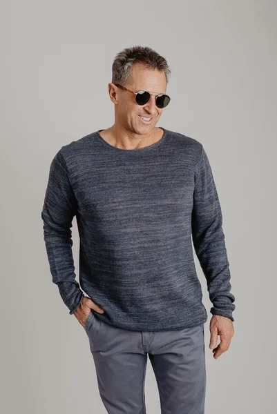 СВИТЕР DSTREZZED ROUND NECK LINEN 404067 NAVY MEL. 404067 фото 2