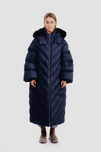 Пуховик ADD 8AW444 FUR DARK NAVY