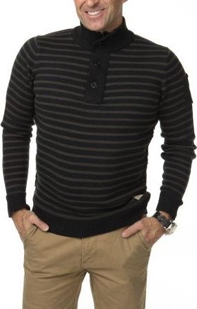 СВИТЕР DSTREZZED HALFZIP COTTON WOOL STRIPE BLACK MEL. 404043