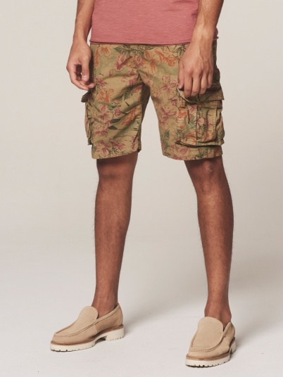 ШОРТЫ DSTREZZED COMBAT SHORTS CAMO FLOWER FINE DOBBY KHAKI 515222